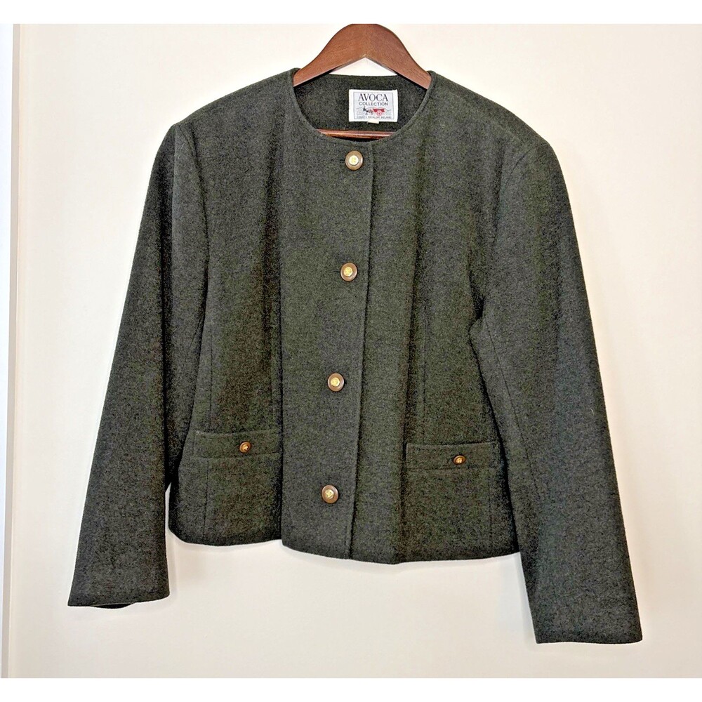 Vtg Avoca Collection Ireland Women's Green Cashmere Wool Jacket Blazer XL
